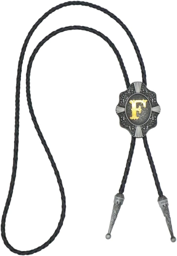 KECOL Western Letter Bolo Tie Cowboy Aalphabet A to Z Neckties Necklace for Men Women - Image 3